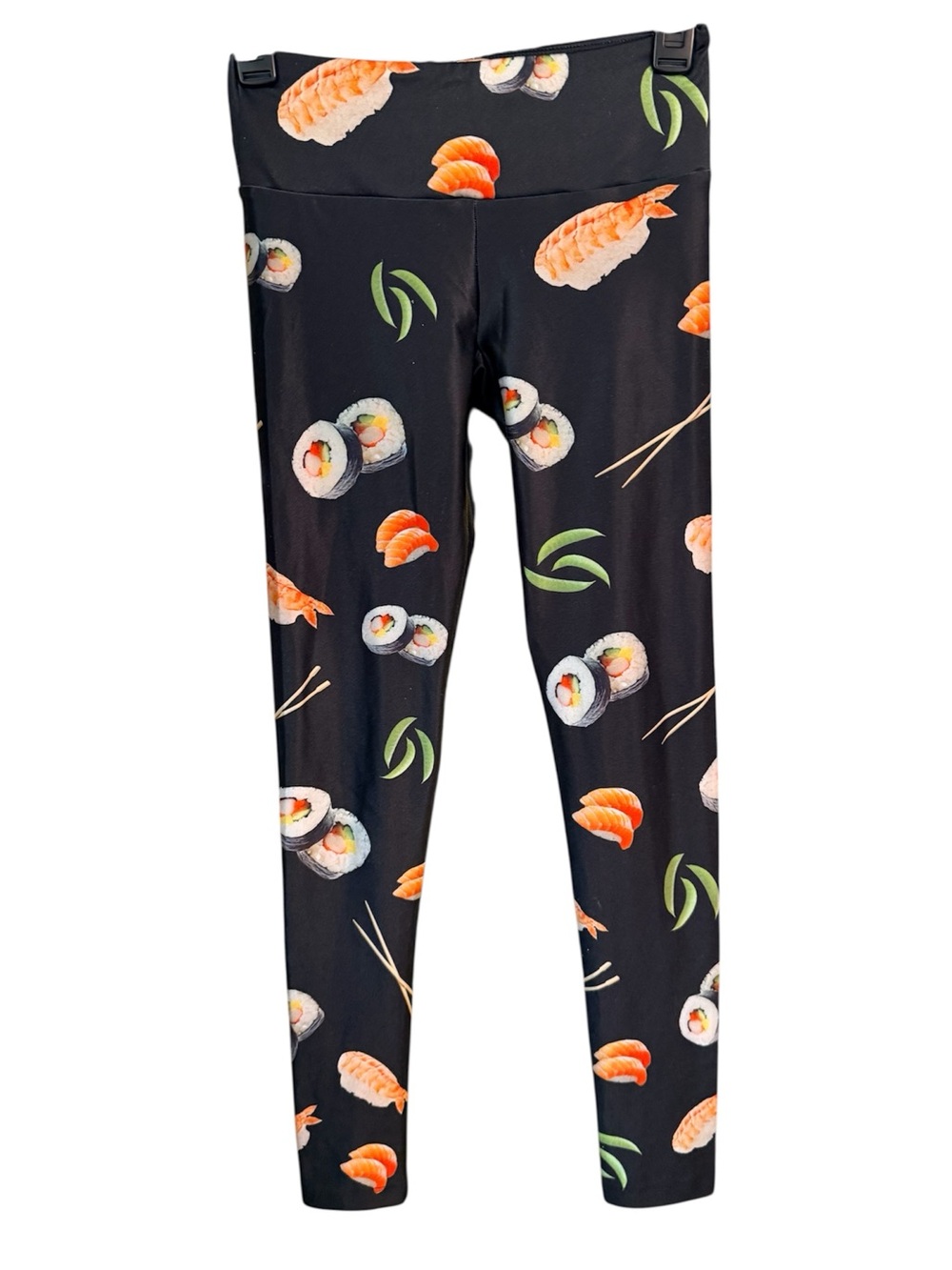Goldsheep Black Sushi All Over Print Leggings, size Small